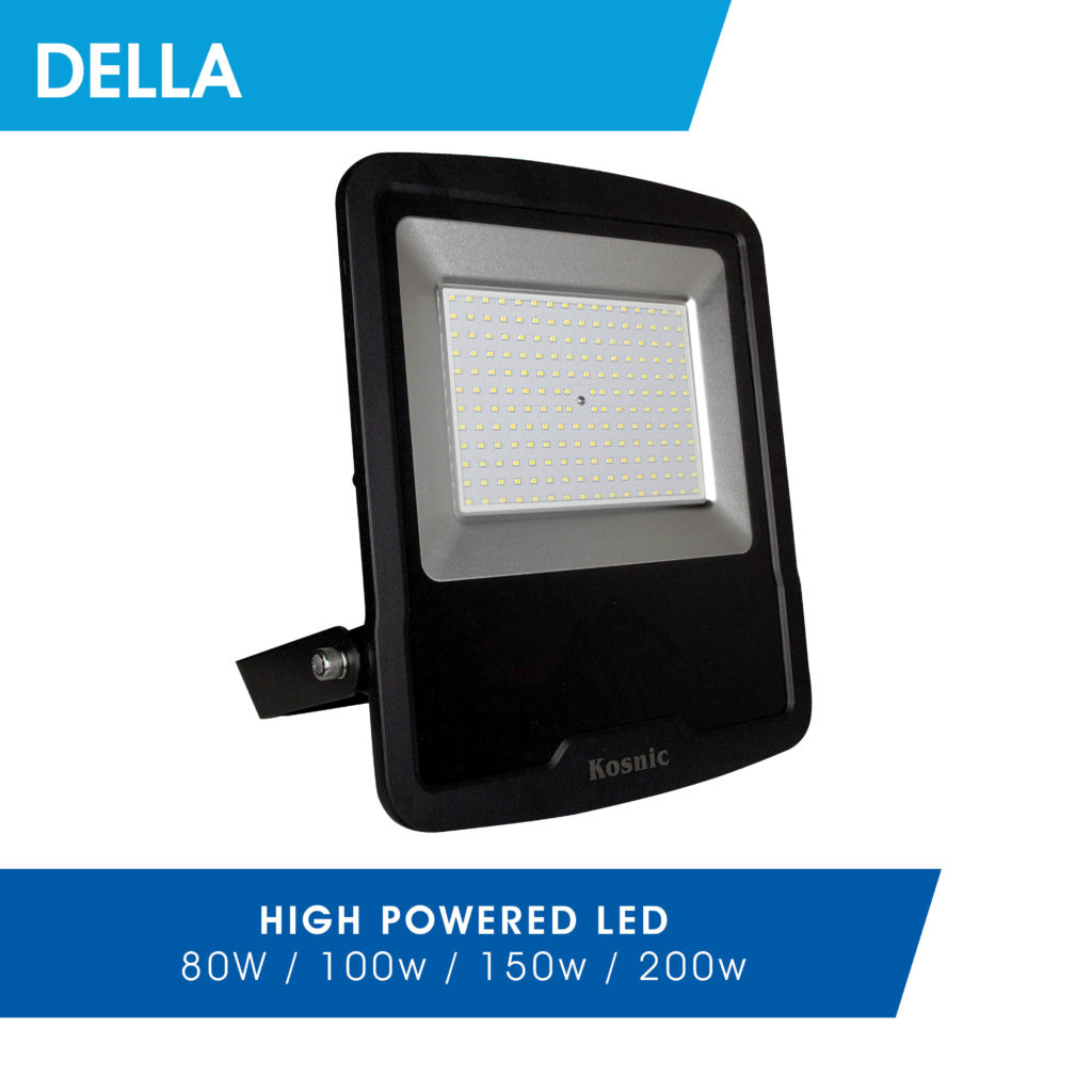 Della is a high powered LED flood with a long life of 40,000 hours.